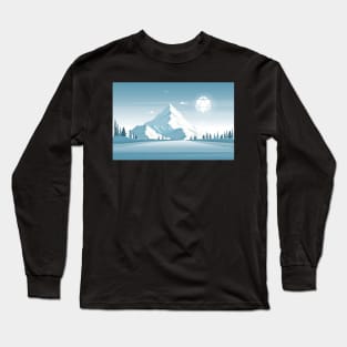 Snowy Mountain Hiking Polyhedral D20 Dice Sun RPG Landscape Long Sleeve T-Shirt